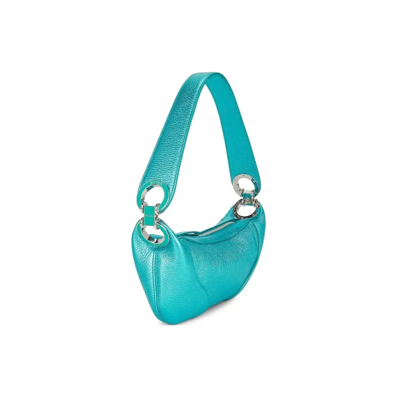 By Far Amira Cow Leather Handbag Shoulder Bag Women's Lake Blue-2