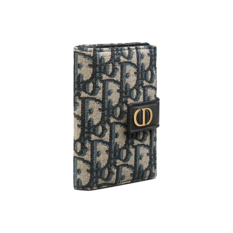 DIOR Oblique Print Card Holder Women's Blue-1