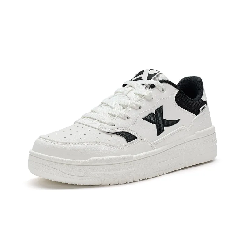 XTEP Air Force 1 2.0 Coverage Wear Resistant Lightweight Low Top Skateboard Shoes Women's Canvas White/Black-2