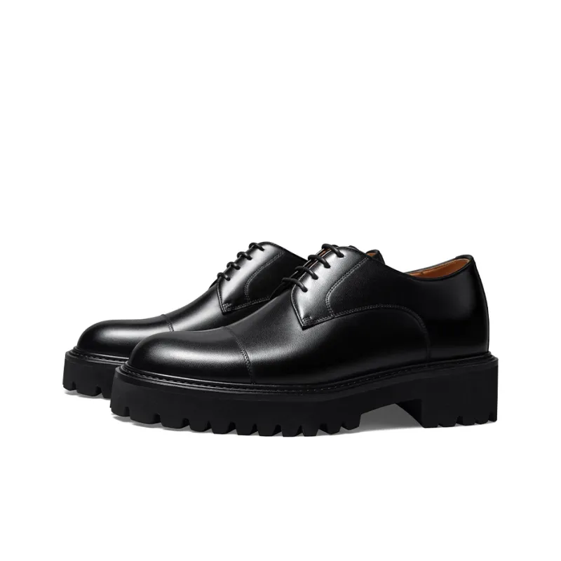 Zuti British Business Brogue Embroidered Derby Shoes Casual Shoes Approx. 7.5cm Men's Black-1