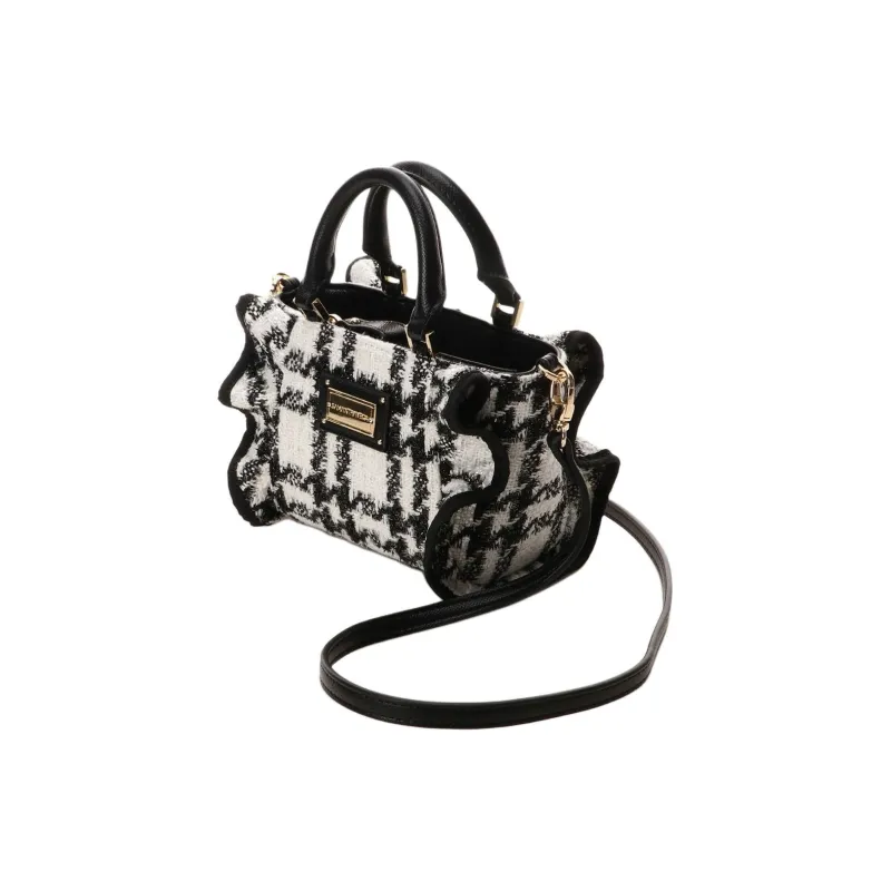 SAMANTHA THAVASA Polyester Shoulder Bag Crossbody Bag Handbag Mini Women's Black & White-2