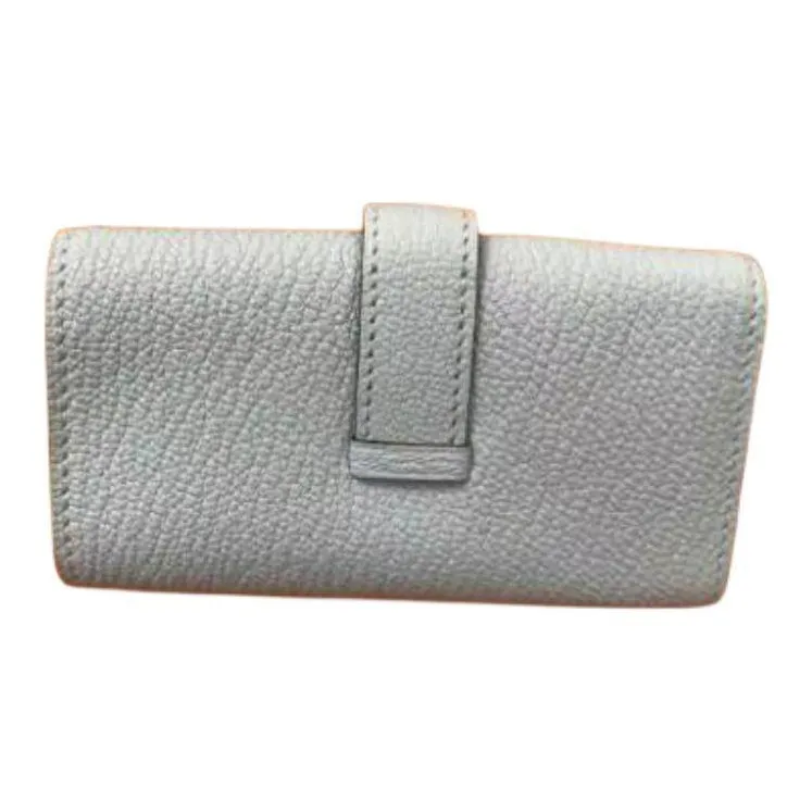 HERMES Bearn Mysore Goat Skin Key Pouch Women's T0 Bleu Brume Dusty Blue-1