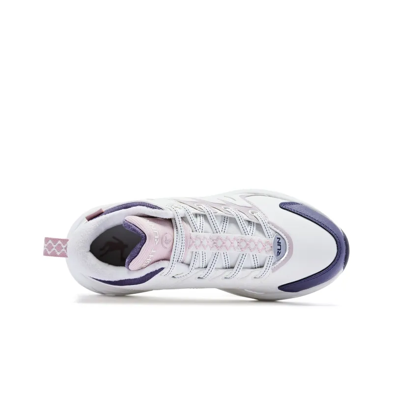 QIAODAN Wear resistant And Lightweight High Top Running Shoes Women's White Purple-3