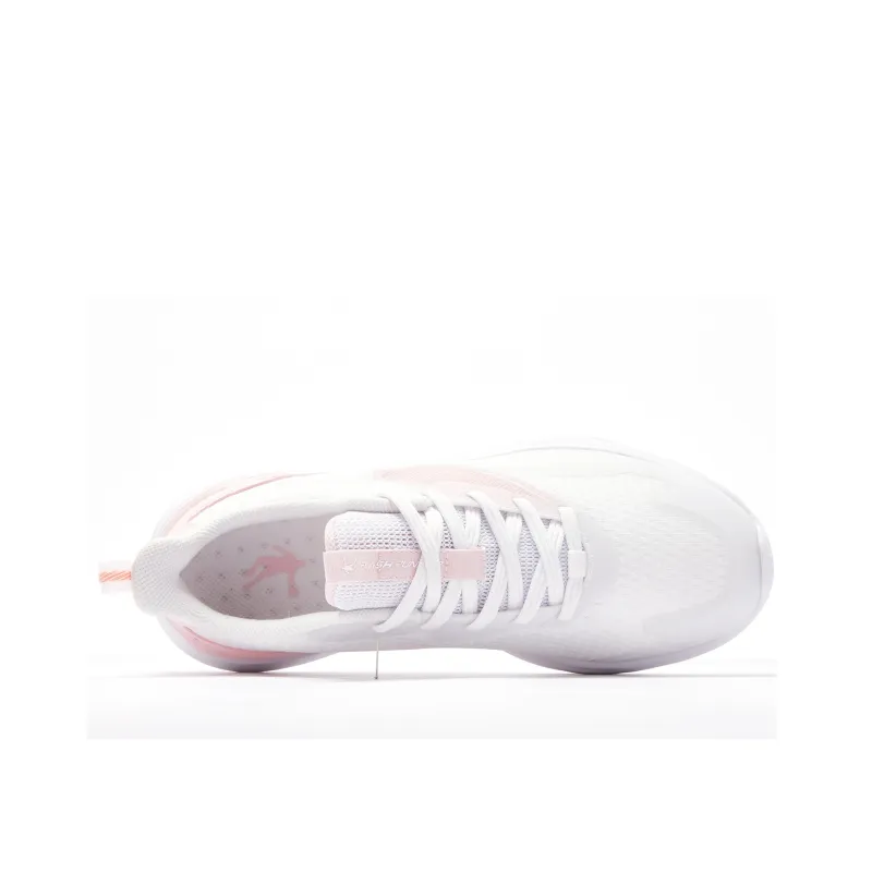 QIAODAN Step By Step Wear-Resistant Slip-Resistant Low-Top Running Shoes Women's White Pink-3
