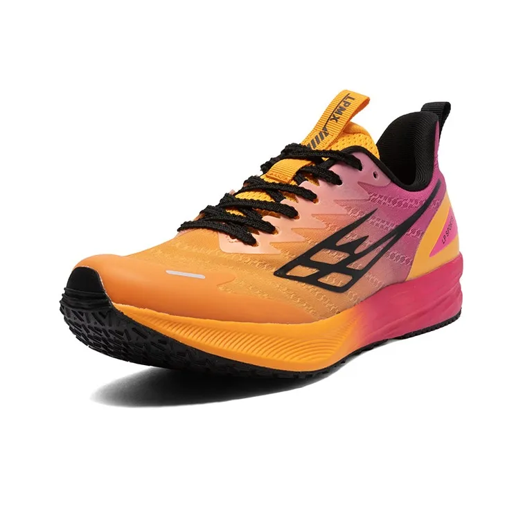 LPMX Cushioning Breathable Support Lightweight Rebound Low Top Running Shoes Unisex Orange Rose Red-2