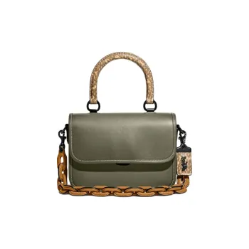 COACH Rogue Glove Tanned Leather With Snake Skin Shoulder Bag, Crossbody Bag, Handbag Small Size Women's Green