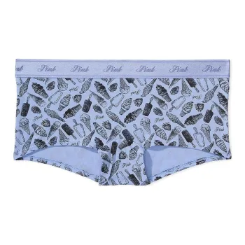 Victoria's Secret PINK LOGO COTTON BOYSHORT PANTY / HBLCPC Underpants Women's 1 Pack Blue