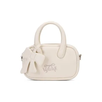 VANWALK Pu Boston Bag, Bowling Bag, Crossbody Bag, Portable Regular Women's Brown/White/Pink/Yellow