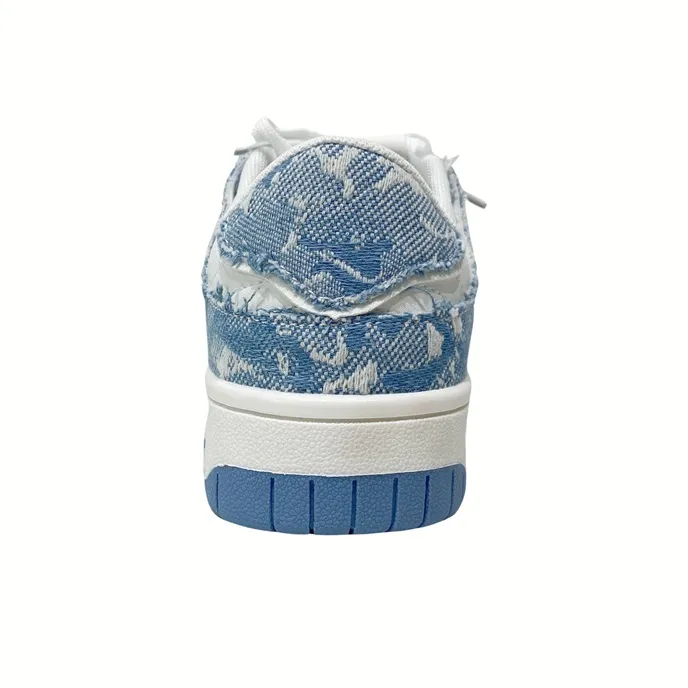 MQGAll Niche Design Slip Resistant, Abrasion Resistant, Breathable Low Top Skateboard Shoes Unisex Blue-4