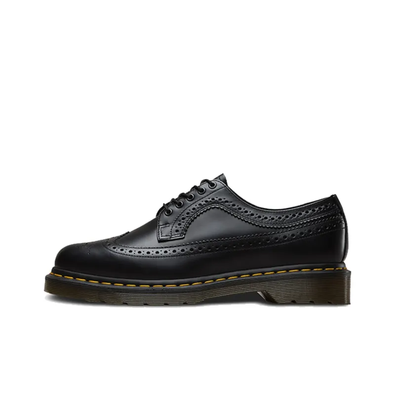 Dr. Martens 3989 Yellow Stitch Smooth Leather Brogue Black-0