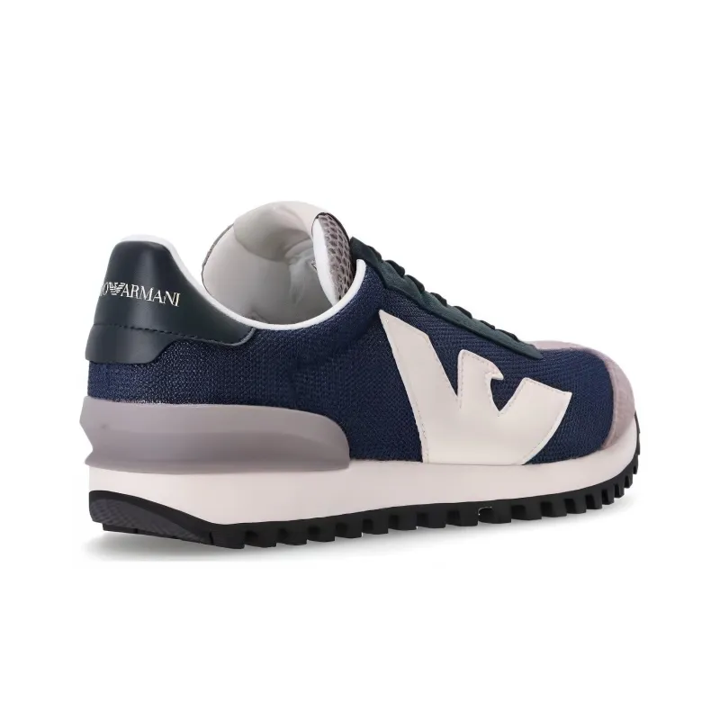 EMPORIO ARMANI Low Top Sports Casual Shoes Men's Blue White-4