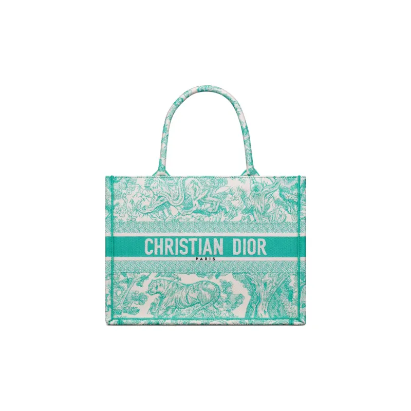 DIOR BookToteDIORIVIERA Embroidery Totes Handbags Medium Size Women's Mint Green-0