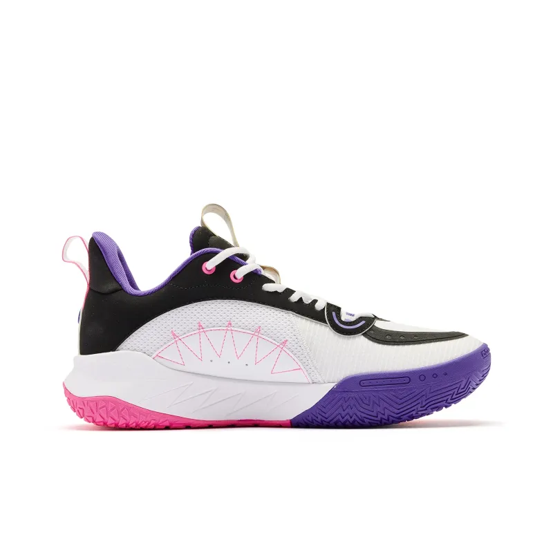 QIAODAN Cushioning Anti Slip And Wear Resistant Low Top Basketball Shoes Men's White Pink-1