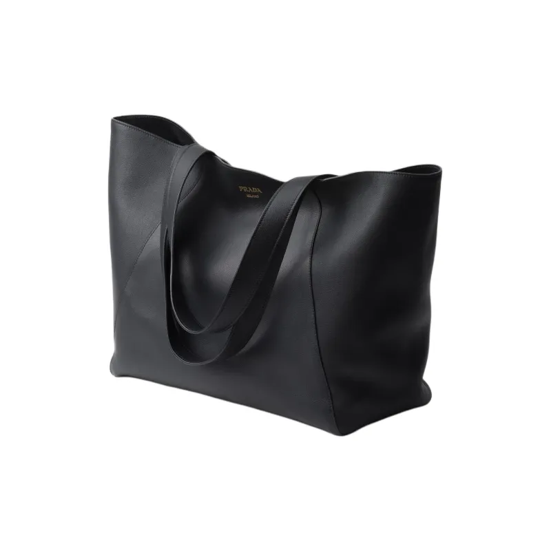 PRADA Leather Tote Bag, Shopping Bag, Handbag Men's Black-1