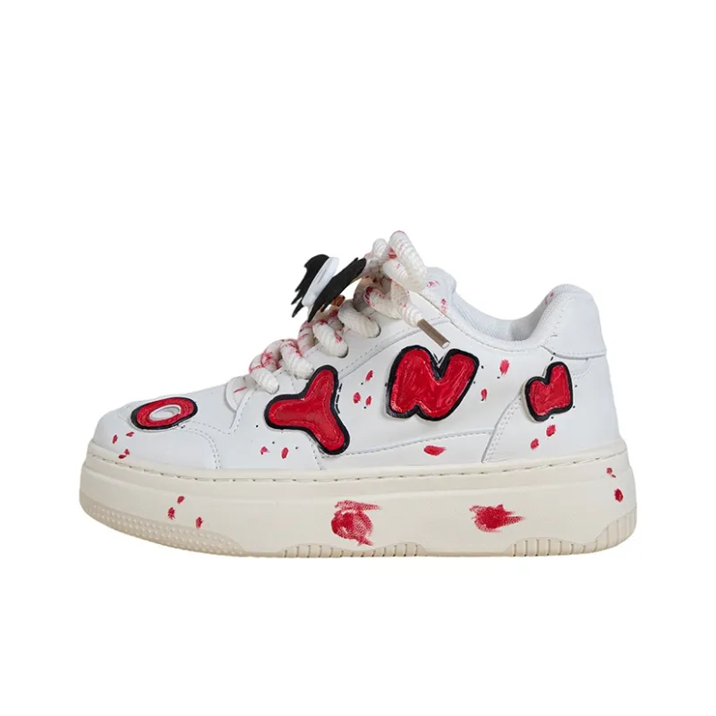 OYNN Young Baby Series Skateboard Shoes Women's Low Top Red-0