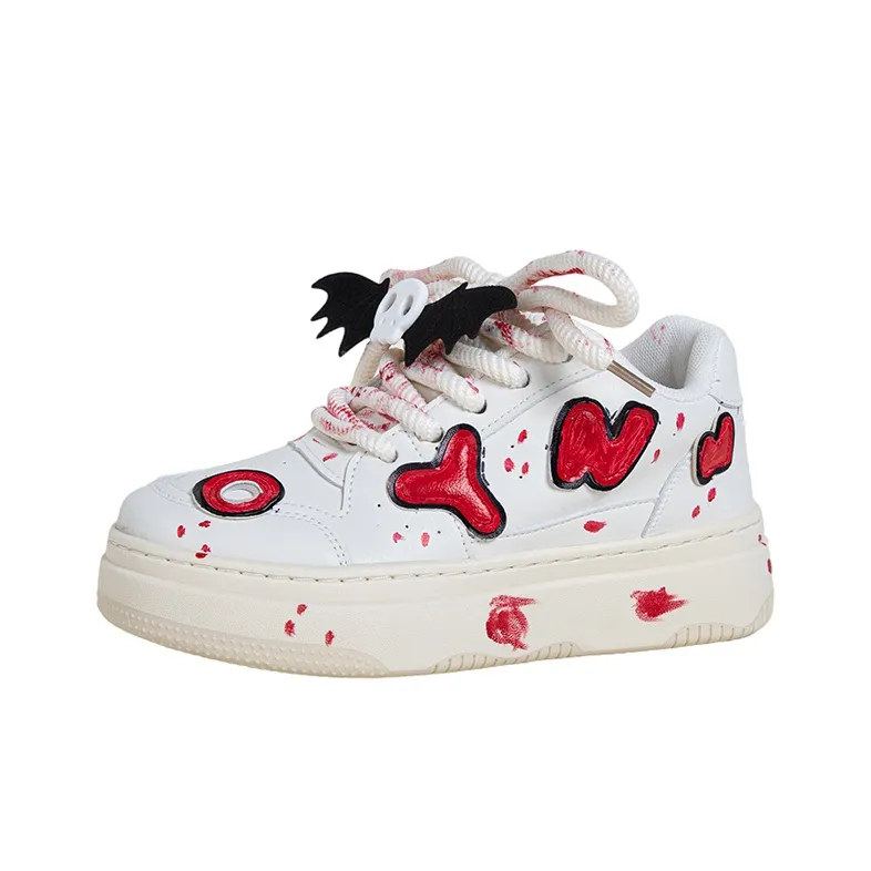 OYNN Young Baby Series Skateboard Shoes Women's Low Top Red-2