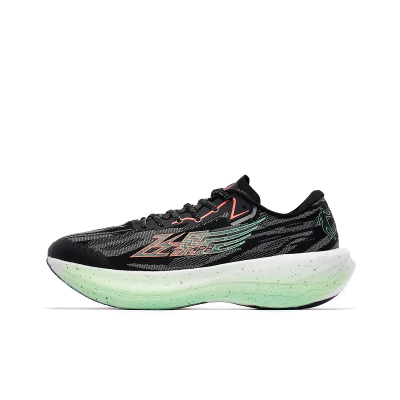QIAODAN Feiying PB2.0 Anti Slip Wear Resistant Low Top Running Shoes Men's Black Green Fall/Winter Edition-0