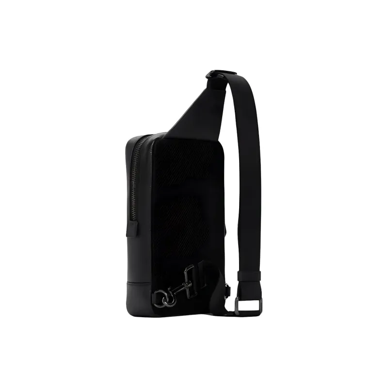 COACH Turner Leather One Shoulder Crossbody Bag, Sling Bag Small Size Men's Gray & Black-3