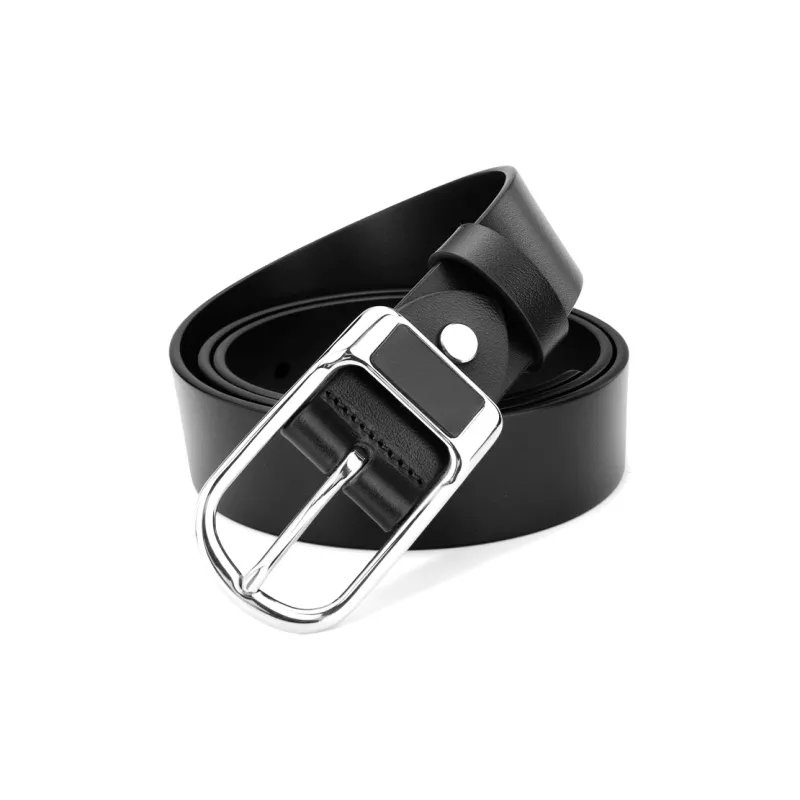 Cows Reign Stainless Steel Pin Buckle Narrow Fit Top Layer Business Cow Leather Leather Belts Men's Width  3.4CM-3