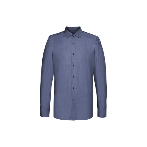 Satchi Shirts Men Casual Square Neck Denim Blue