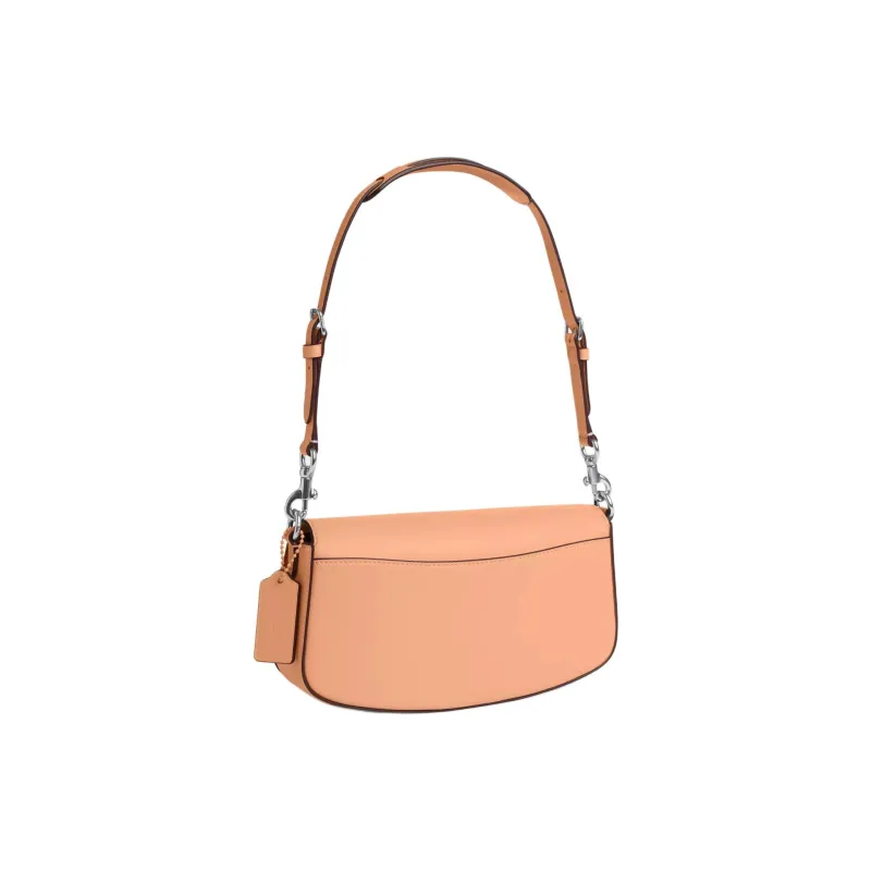 COACH Refined Calfskin Handbag, Shoulder Bag Medium Size Women's Silver & Faded Blush-1