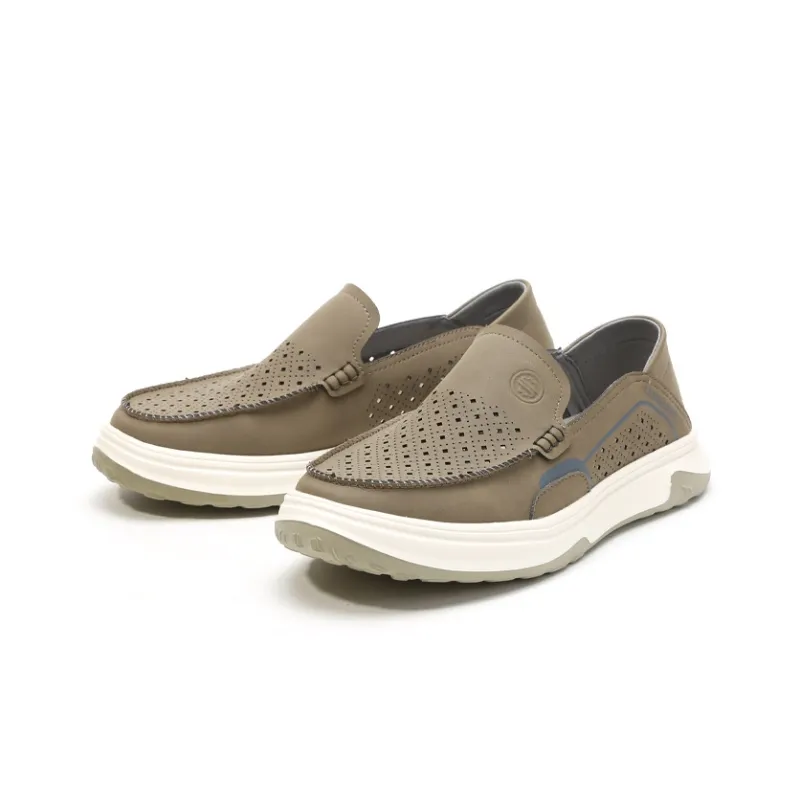 Old Meihua Men's Casual Shoes Men Low Top Black/Khaki-7