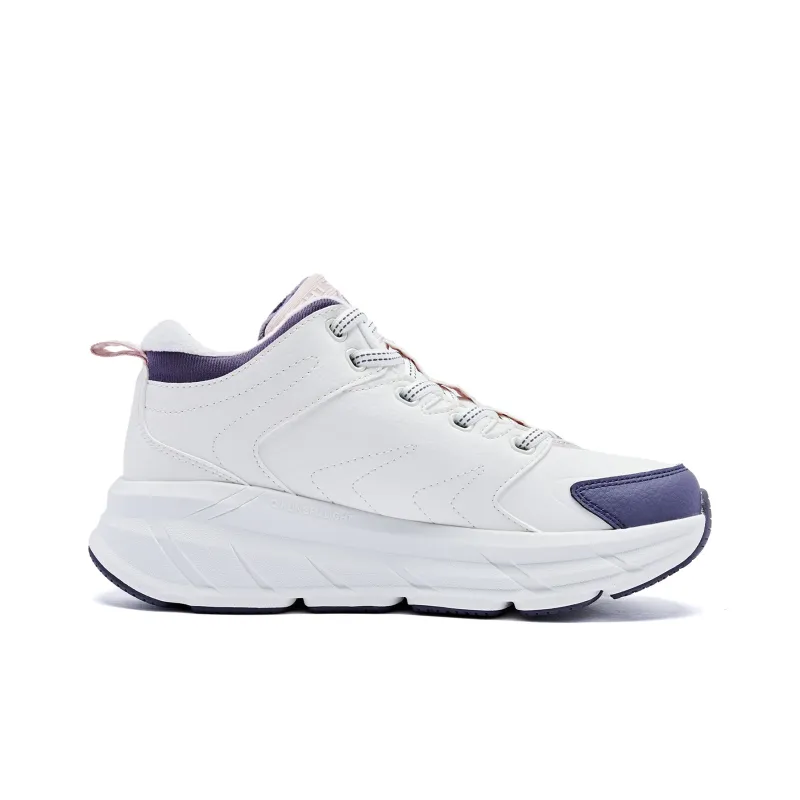 QIAODAN Wear resistant And Lightweight High Top Running Shoes Women's White Purple-1