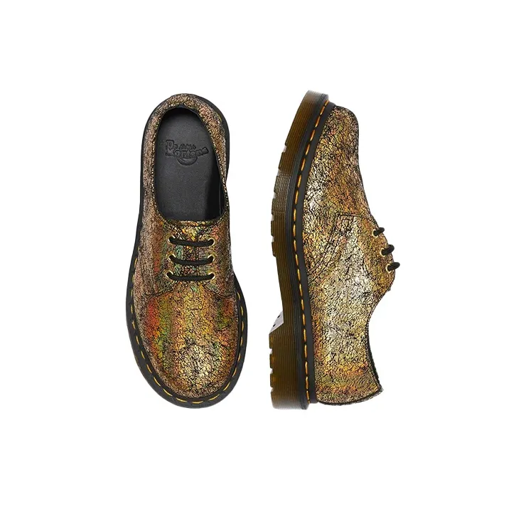 Dr. Martens 1461 Metallic Leather Oxford Shoes 'Iridescent Crackle Gold' Women's-2