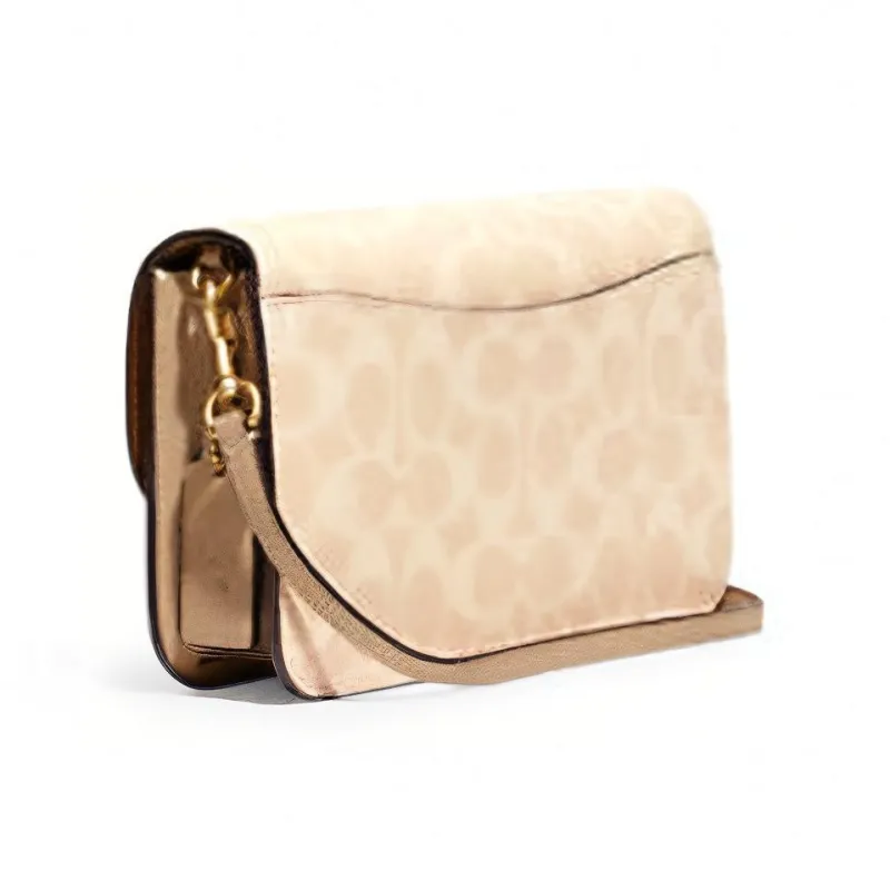 COACH Disney Mickey Collaboration Hayden Canvas With Leather Crossbody Bag Trumpets Women's Milk Tea-1