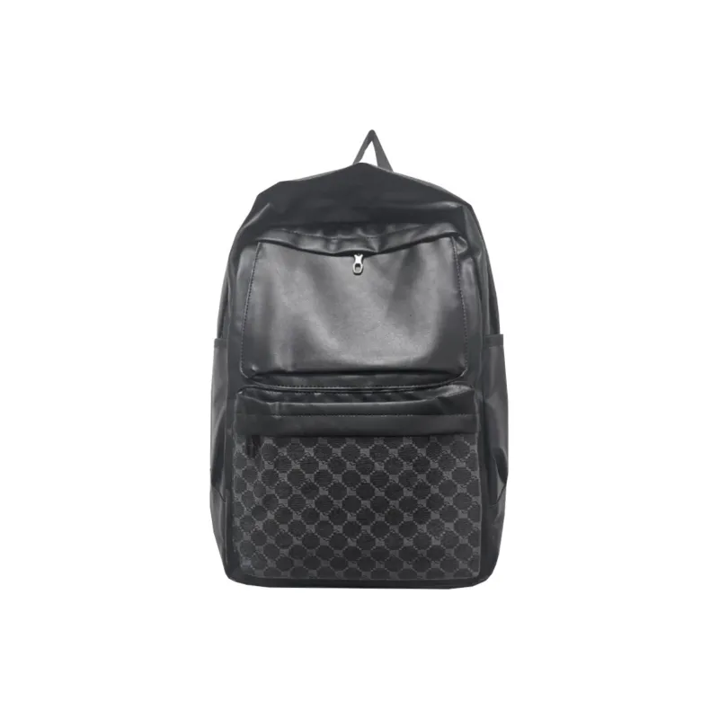 Slazenger PU Cortex Street Multi Pocket Zip Closure Students Backpack Laptop Bag Backpack Regular Unisex Pattern Black-0