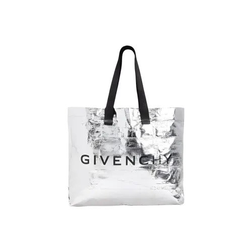 GIVENCHY Cow Leather Tote Bag Shopping Bag Handbag Shoulder Bag Unisex Silver