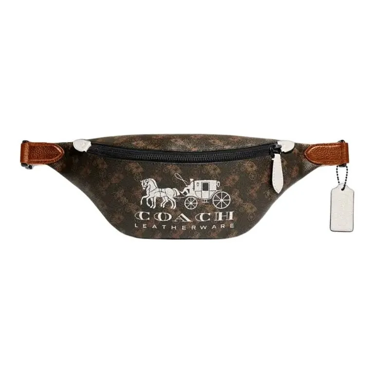 COACH Canvas With Leather Sling Bag Fanny Pack Large Size Men's Brown & Red-0