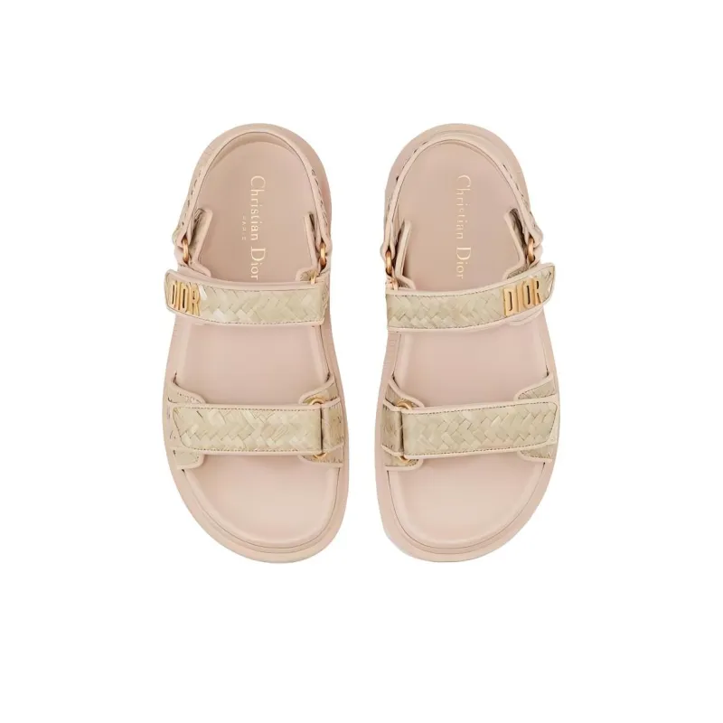 DIOR DiorAct Stylish Sandals Women's Yellow Hemp-4