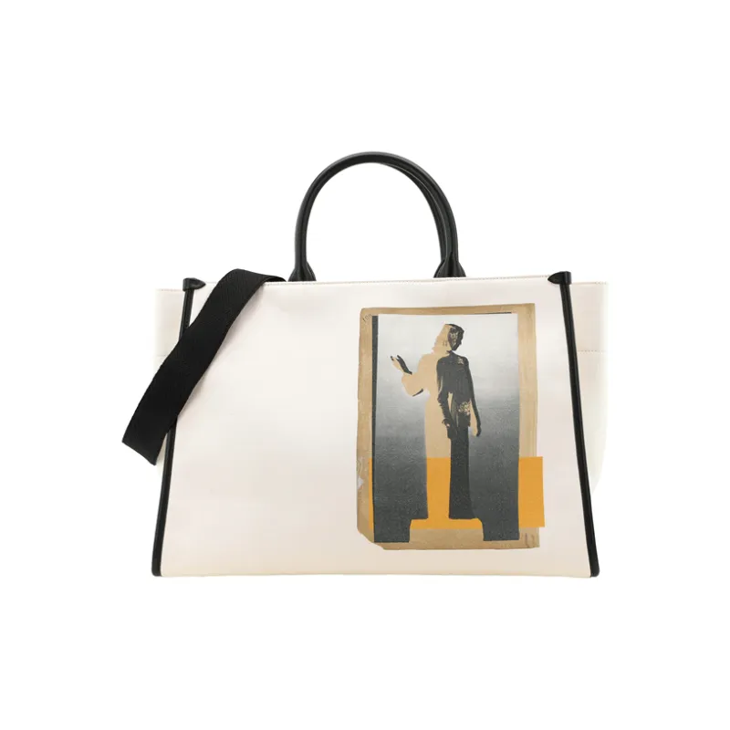 Lanvin Calfskin With Canvas Shoulder Bag, Crossbody Bag, Handbag Women's Orange-1
