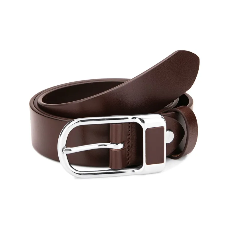 Cows Reign Stainless Steel Pin Buckle Narrow Fit Top Layer Business Cow Leather Leather Belts Men's Width  3.4CM-7