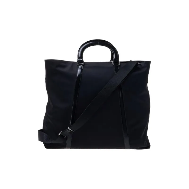 PRADA Nylon And Leather Tote Bag Shopping Bag Shoulder Bag Crossbody Bag Handbag Large Size Women's Black-2