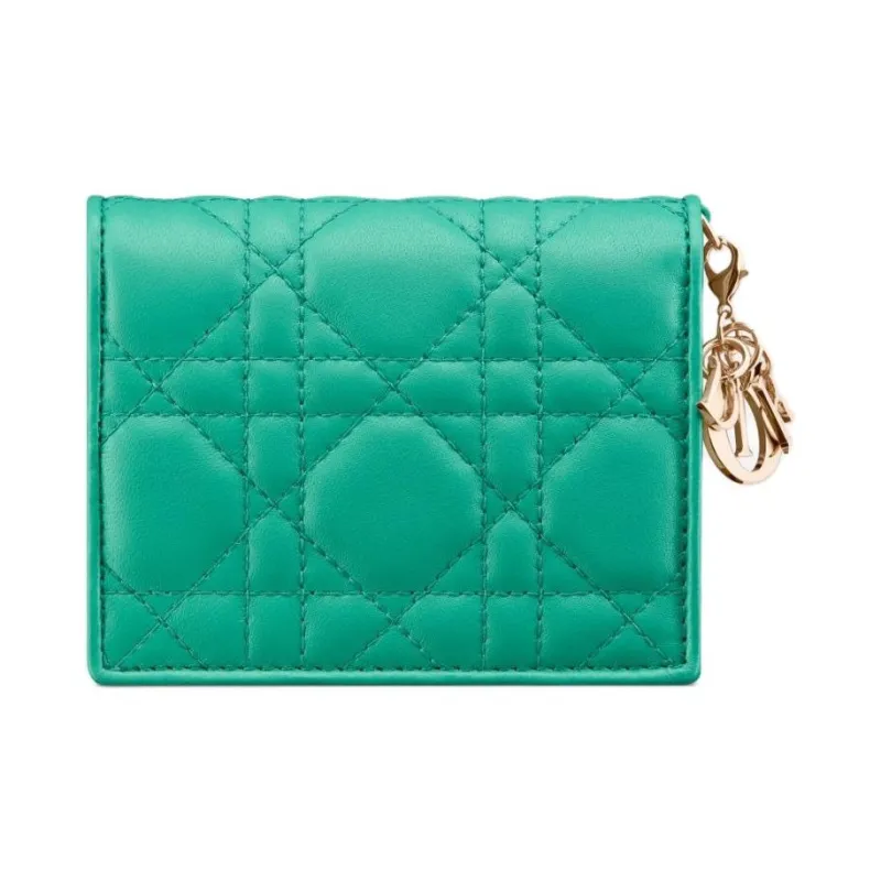 DIOR Lady Dior Lambskin Wallet Mini Women's Tiffany Blue Color-2