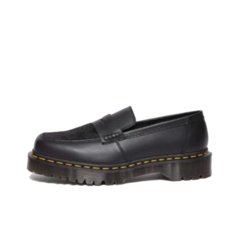 Dr.Martens Penton Bex Square Toe Hair On Leather Loafers Black Women s POIZON