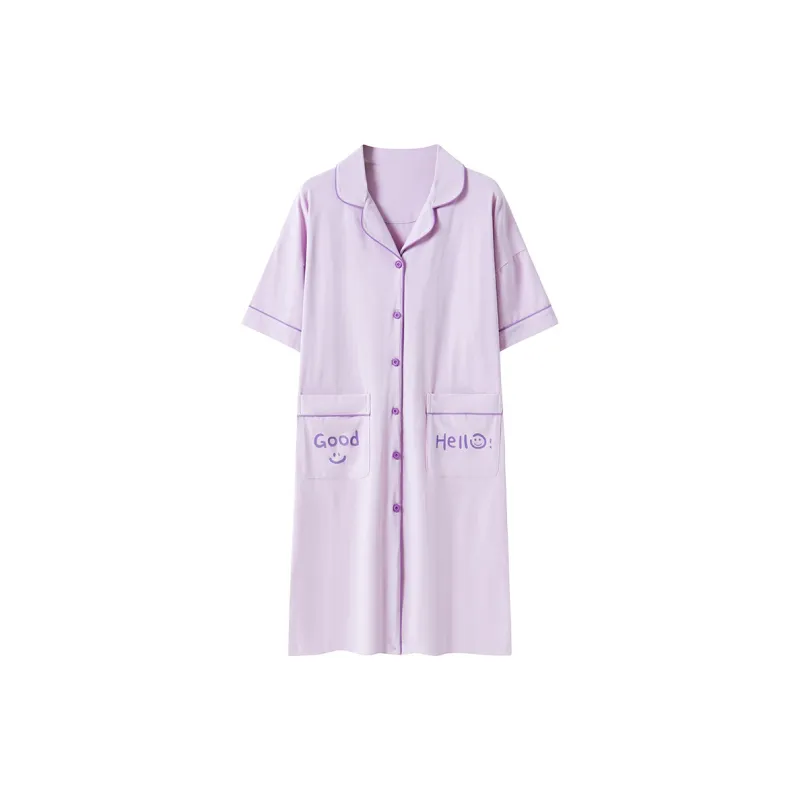 Close fitting Areas Nightgown Women's Purple-0