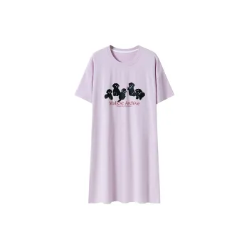 Close-fitting Areas Nightgown Women's Purple