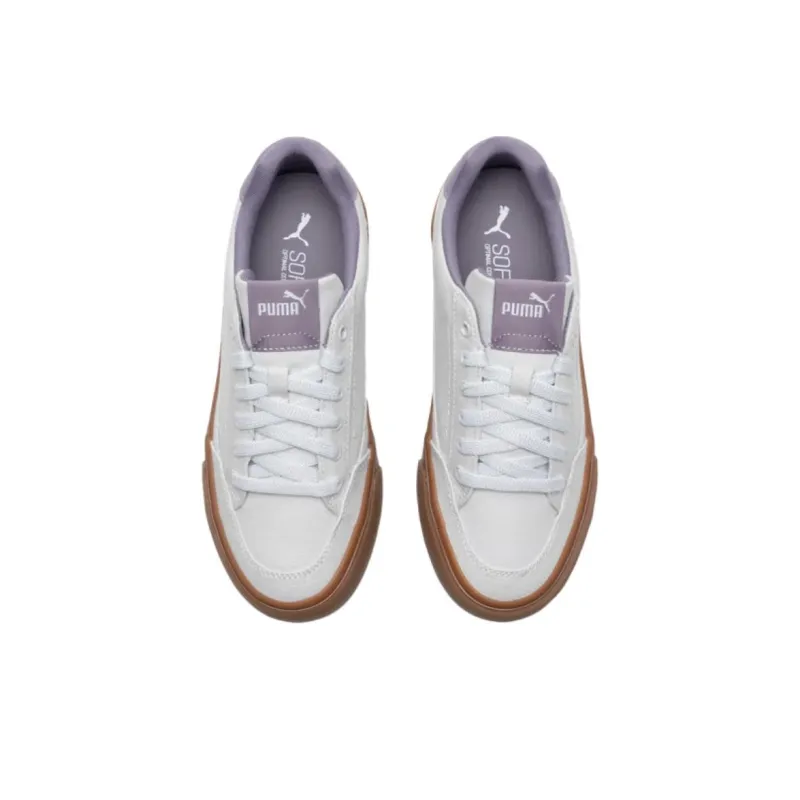 PUMA Court Classic Vulc Coverage Wear-Resistant Lightweight Low-Top Skateboard Shoes Women's White Purple-3