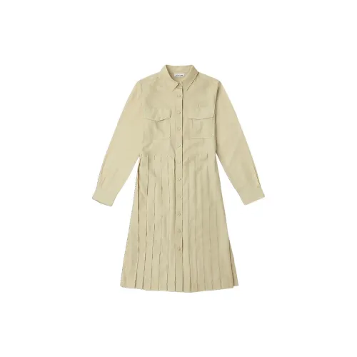 LACOSTE Long-Sleeved Dresses Women's Beige Yellow