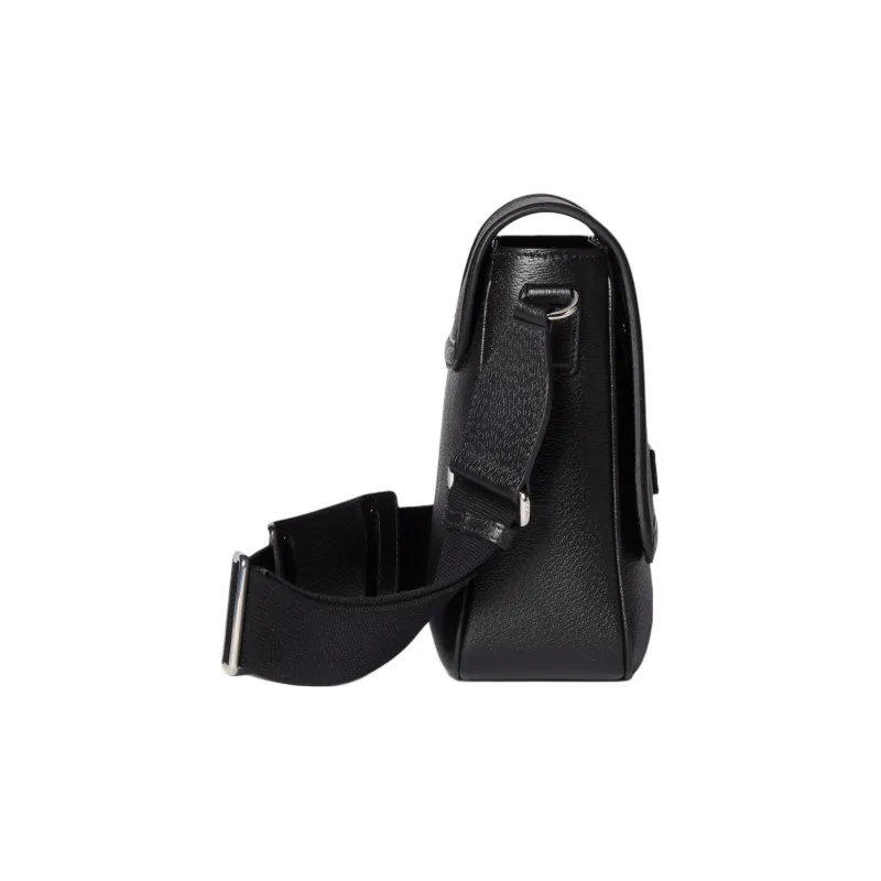GUCCI Leather Shoulder Bag, Crossbody Bag Medium Size Men's Black-2