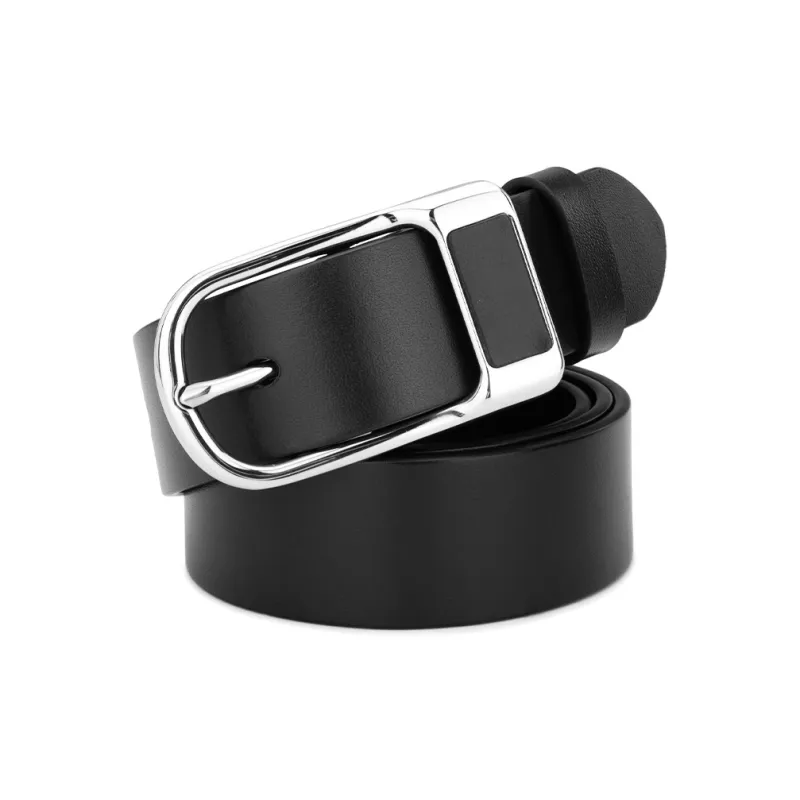Cows Reign Stainless Steel Pin Buckle Narrow Fit Top Layer Business Cow Leather Leather Belts Men's Width  3.4CM-2
