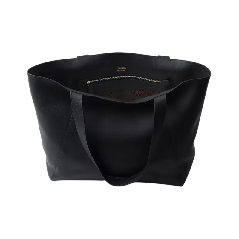 PRADA Leather Tote Bag, Shopping Bag, Handbag Men's Black-4