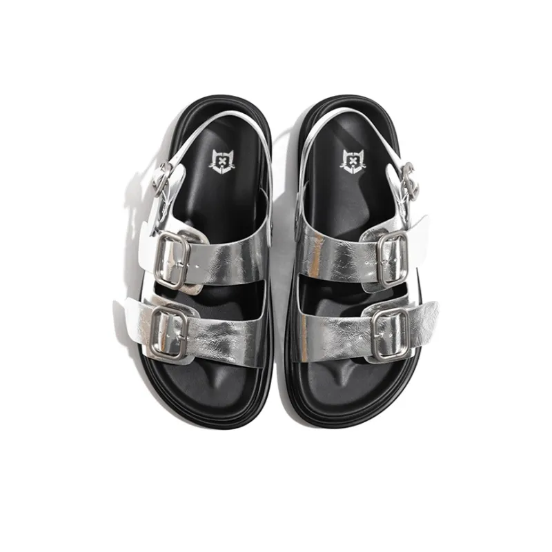 Old Meow One Strap Sandals 4.5cm Women's Silver-3