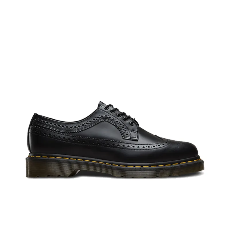 Dr. Martens 3989 Yellow Stitch Smooth Leather Brogue Black-1
