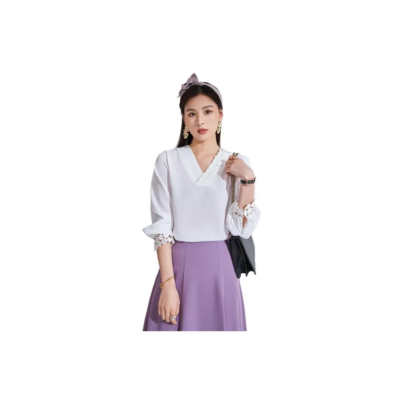 CARBAMMI Chiffon Shirts Women's White-3