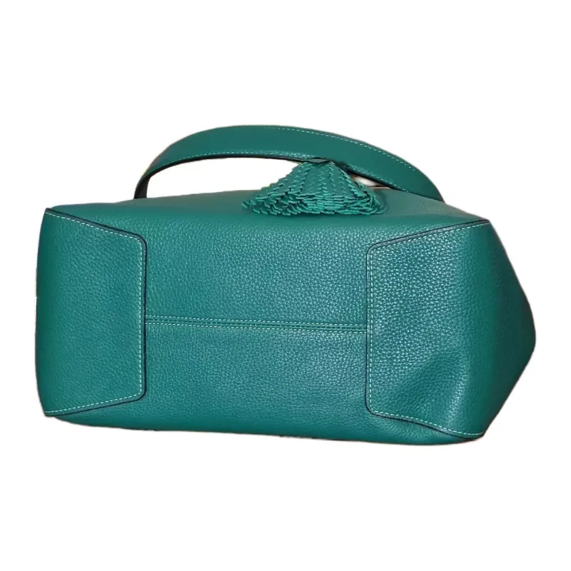 COACH Leather One Shoulder Crossbody Bag Crossbody Bag Bucket Bag Handbag Regular Women's Emerald Green-5