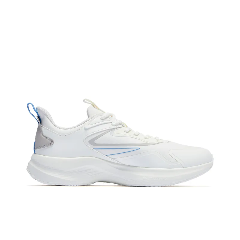 QIAODAN Anti Slip Wear Resistant Low Top Running Shoes Men's White Blue-1